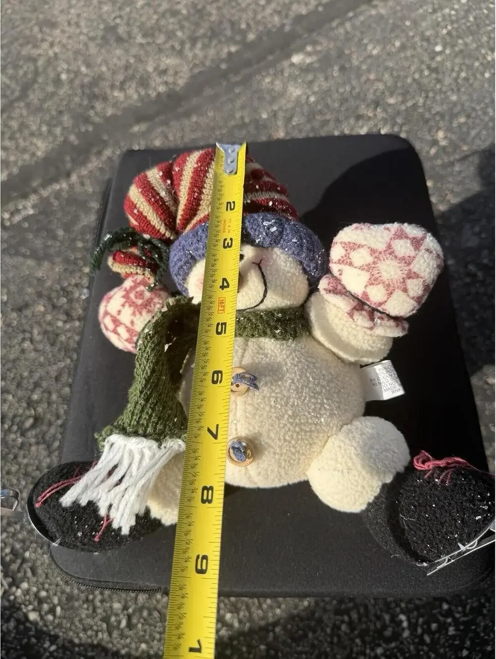 Vintage Plush Snowman Christmas Winter Holiday Decor Stuffed Toy 9” Tall